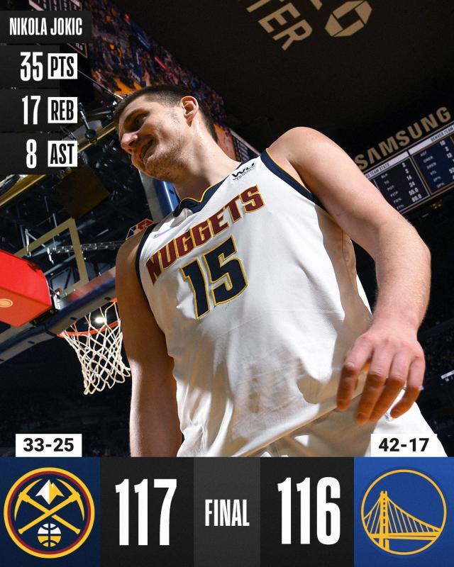 开云体育-约基奇35+17统治勇士禁区 关键一传骗库里犯错